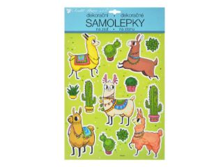 Obrázek z Samolepicí dekorace barevné lamy s glitry 35x27cm 